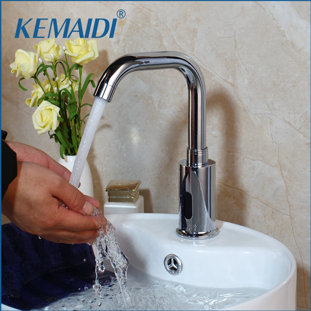 

KEMAIDI Bathroom Automatic Touch Free Sensor Faucets Chrome Water Saving Inductive Electric Electric Power Water Mixer Taps