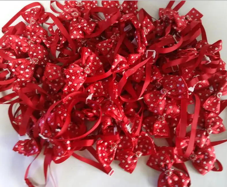 50 قطعة/الوحدة كبير بيع عيد الحب كلب جرو القط الأحمر القوس العلاقات ربطات العنق Bowknot عاشق الاستمالة المنتجات YQ12