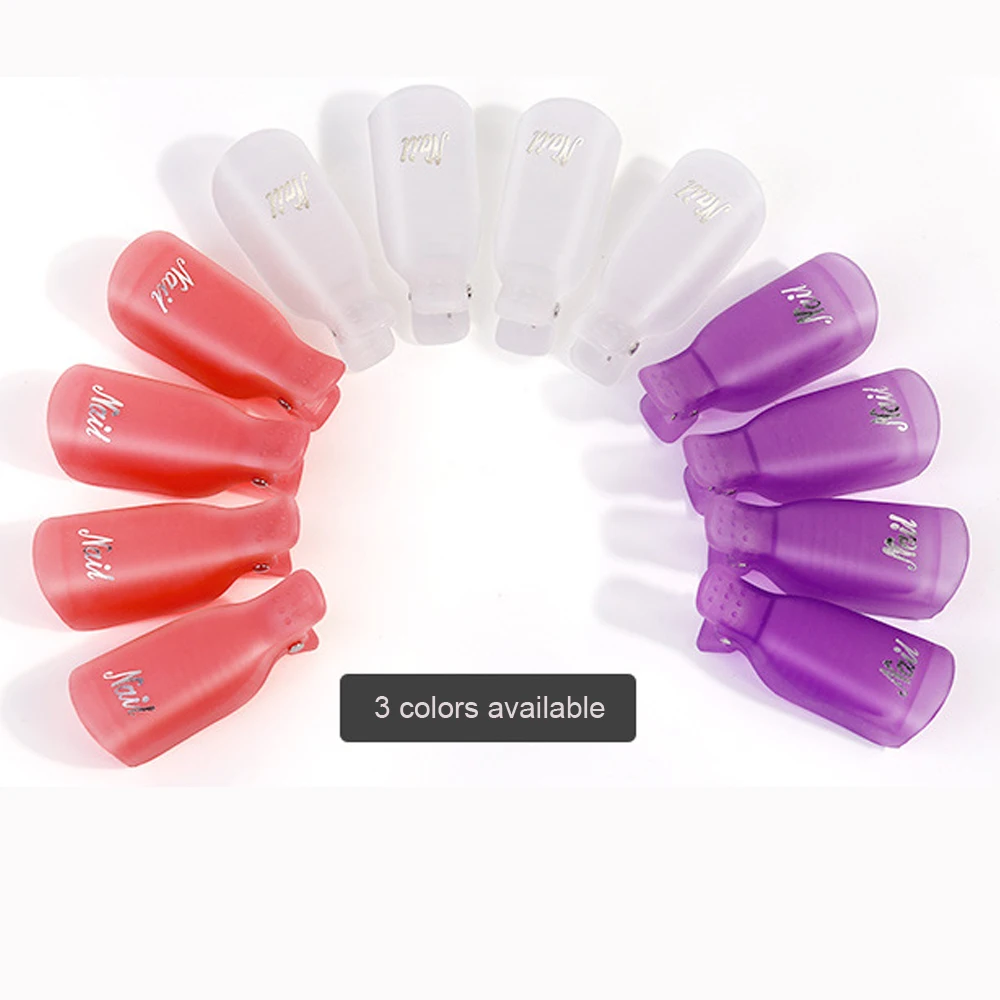 10 Stuks Plastic Losweken Cap Nail Gel Remover Clipper Drie Kleuren Voor Keuzes Geschikt Voor Nail En Voet