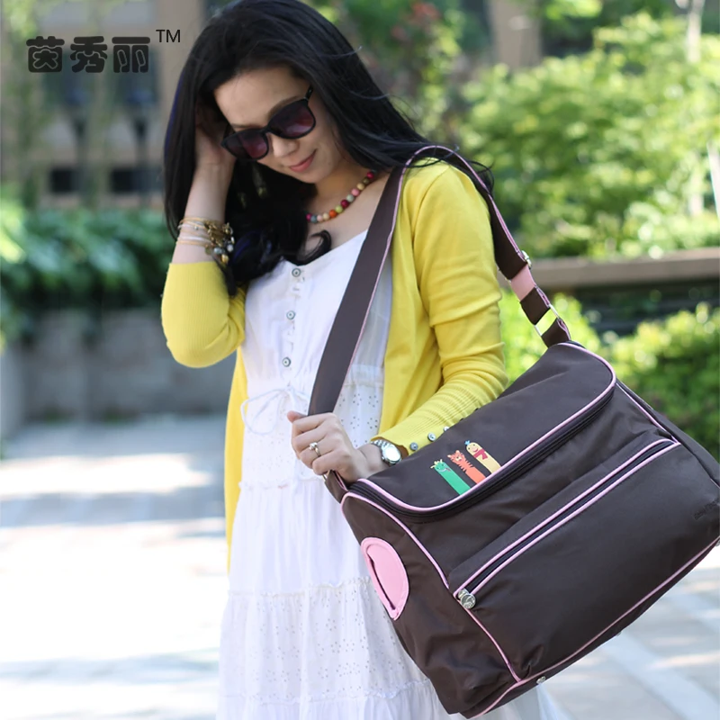 

Fashion Mummy bag mother bag large capacity multi-function explosion models diagonal wave point package three-piece mother bag