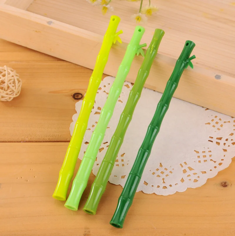 1 Pcs Creative Green Fresh Bamboo Modelling Neutral Pen Cute Stationery Black Signature Pen