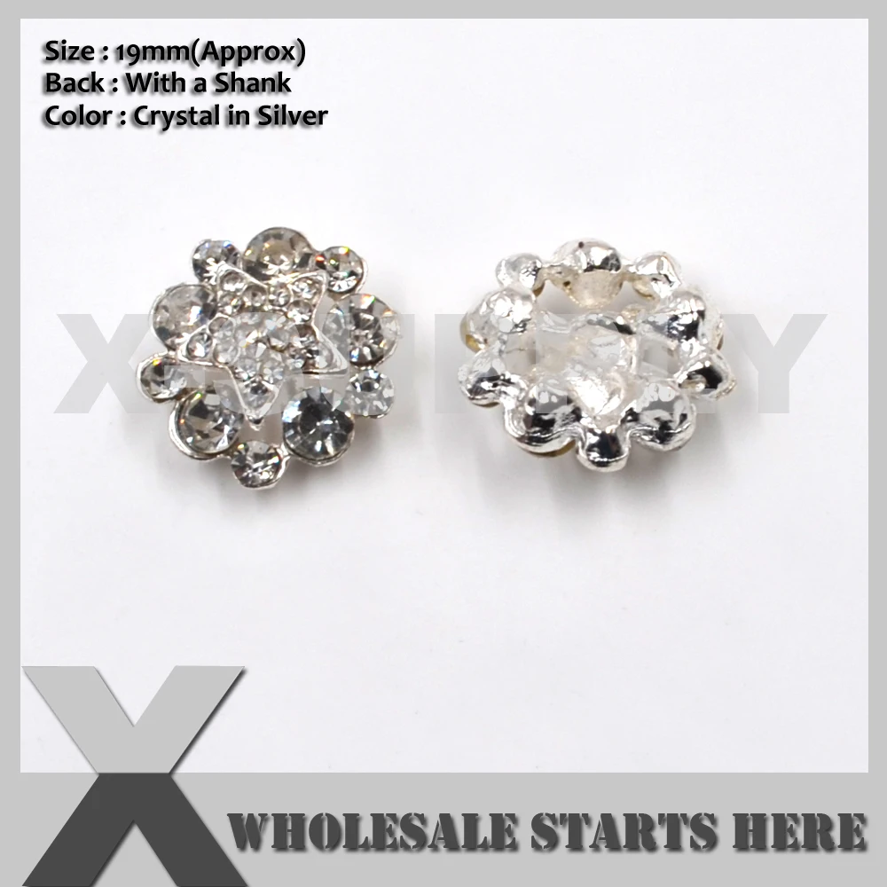 

19mm Round Silver Crystal Rhinestone Buttons,Used for Wedding Invitation,Brooch Bouquet,Flower Centers,Sewing