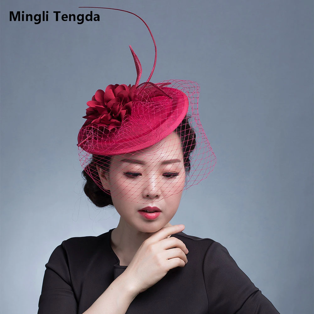 Mingli Tengda Fund Headwear Cambric Headwear Cambric Hair Decorate Cambric Hat Bride Wedding Headband Feather Yarn Bridal Hats