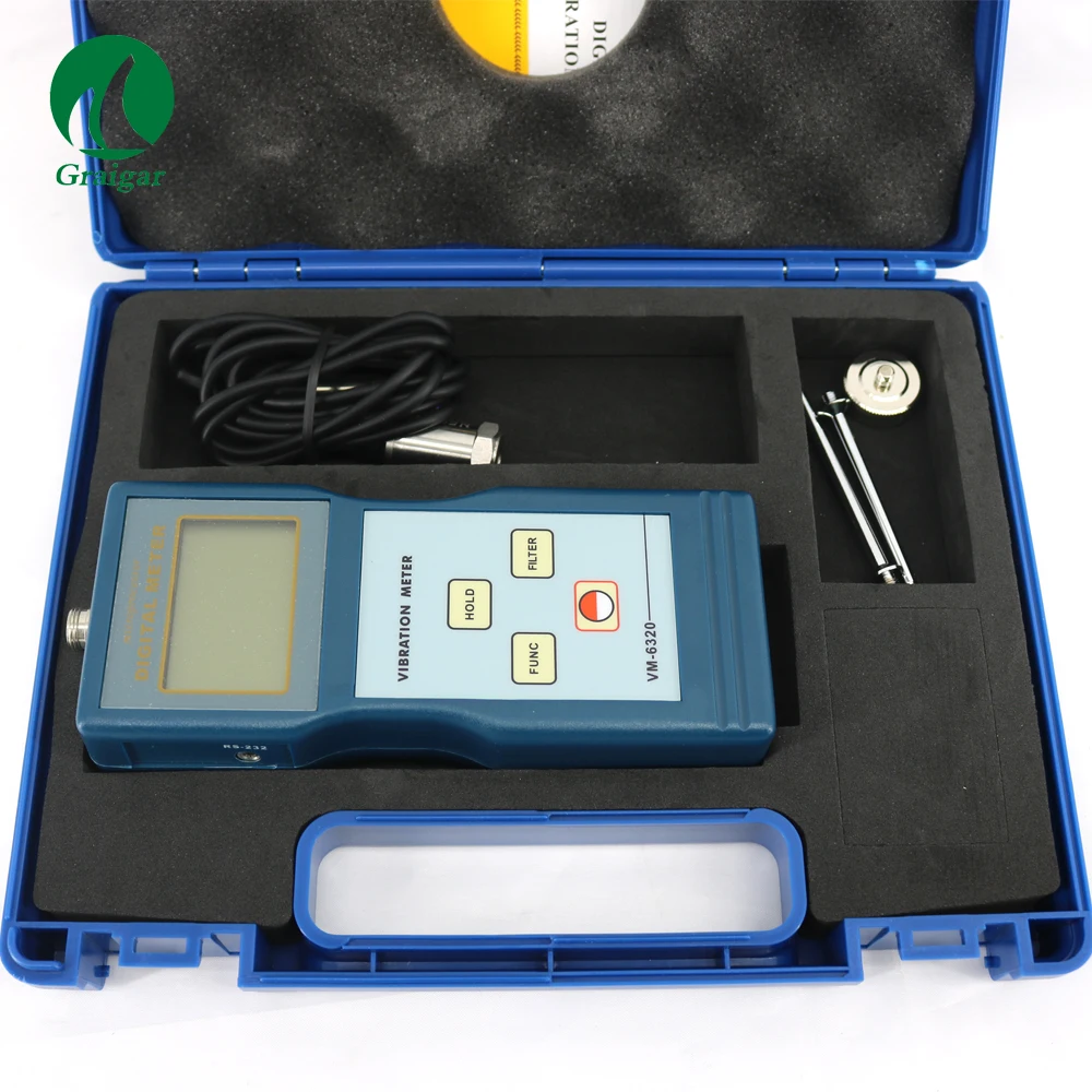 Medidor de vibración de alta precisión, probador de instrumentos NDT VM6320 (1 a 10KHz) / p-p 0,1-200mm/s0, VM-6320
