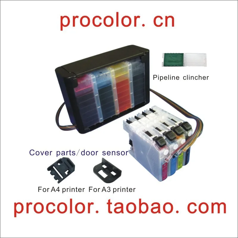 PROCOLOR Continuous Ink Supply System CISS (With cover parts) for BROTHER LC400/LC450(DCP-J725DW,MFC-J430W,MFC-J625DW,MFC-J825DW