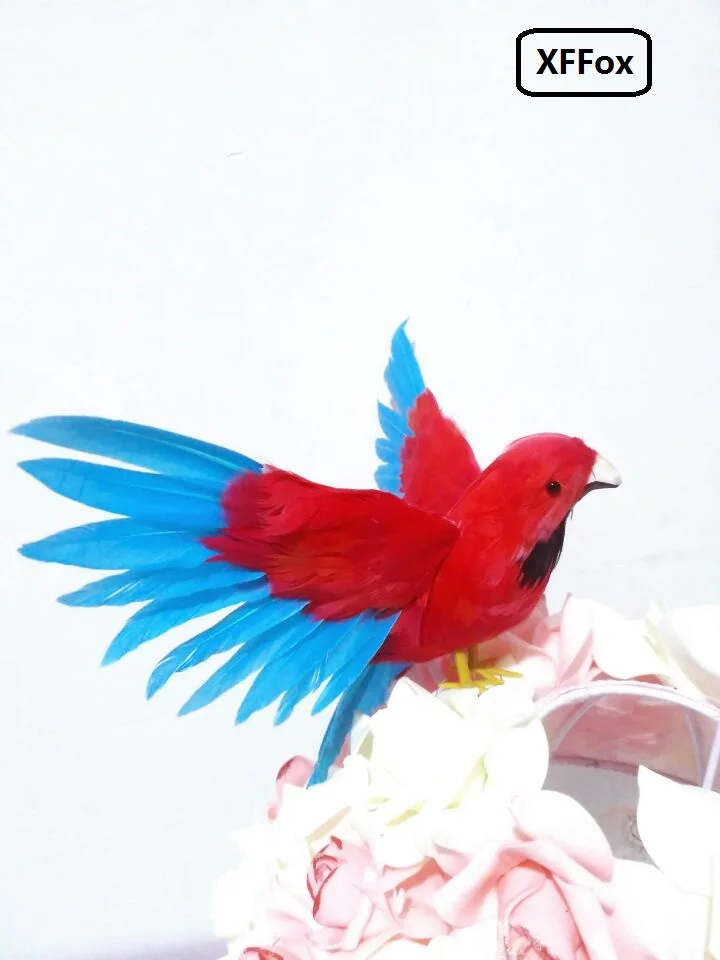 cute real life wings red&blue parrot model foam&feather simulation parrot bird gift about 20x28cm xf0287