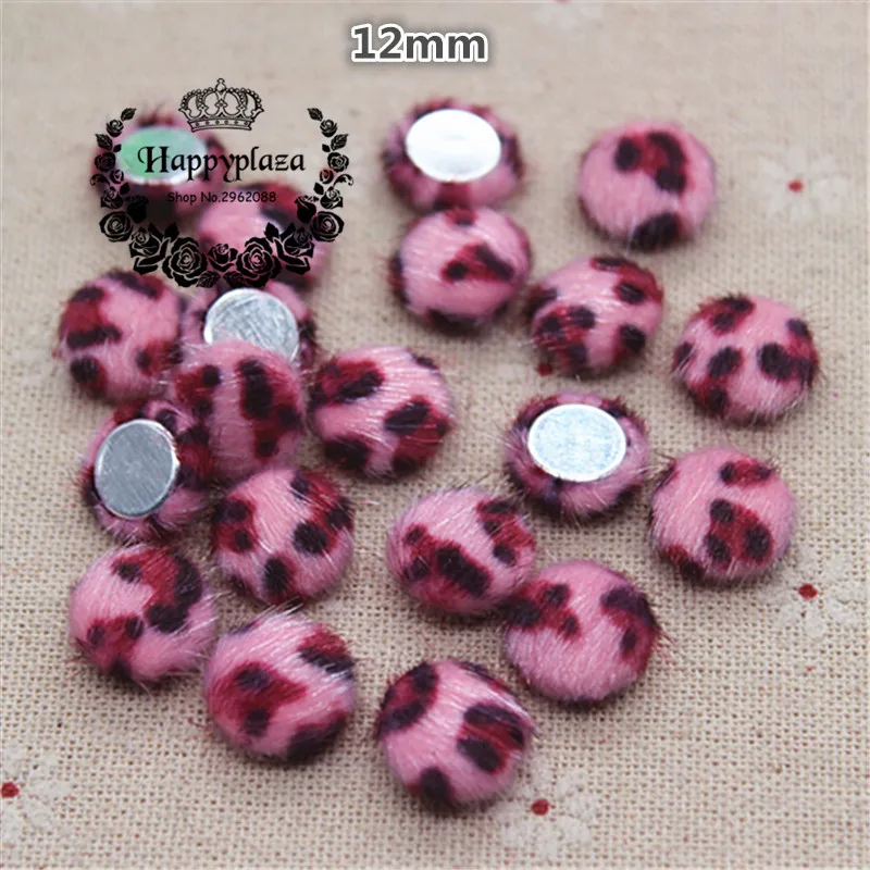 50pcs carino tessuto leopardo Hariy coperto bottoni rotondi giardino domestico Flatback Cabochon artigianato Scrapbooking fai da te