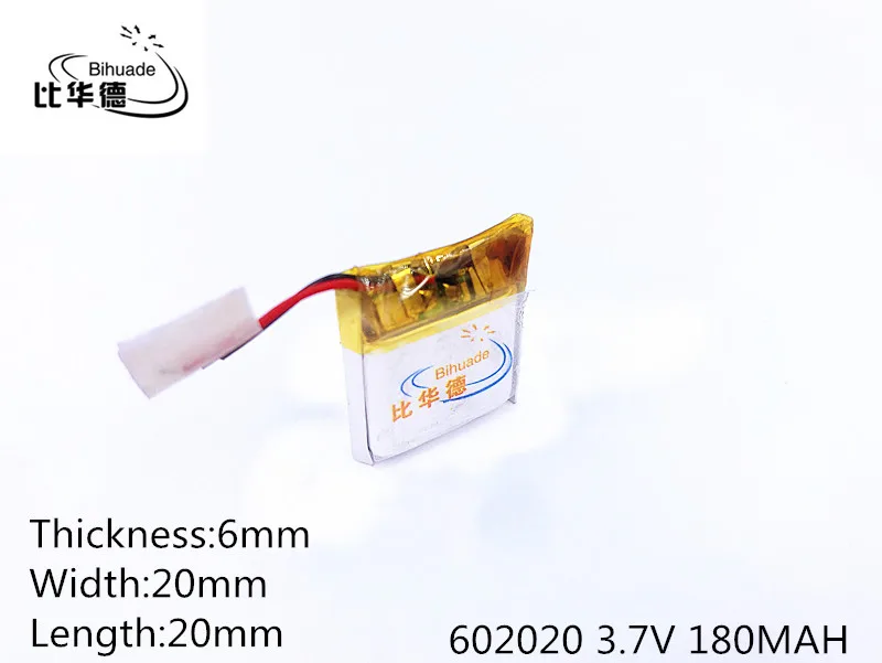 Li-po-pilas recargables de polímero de litio, 3,7 V, 180mAh, 602020, para Mp3, MP4, MP5, GPS