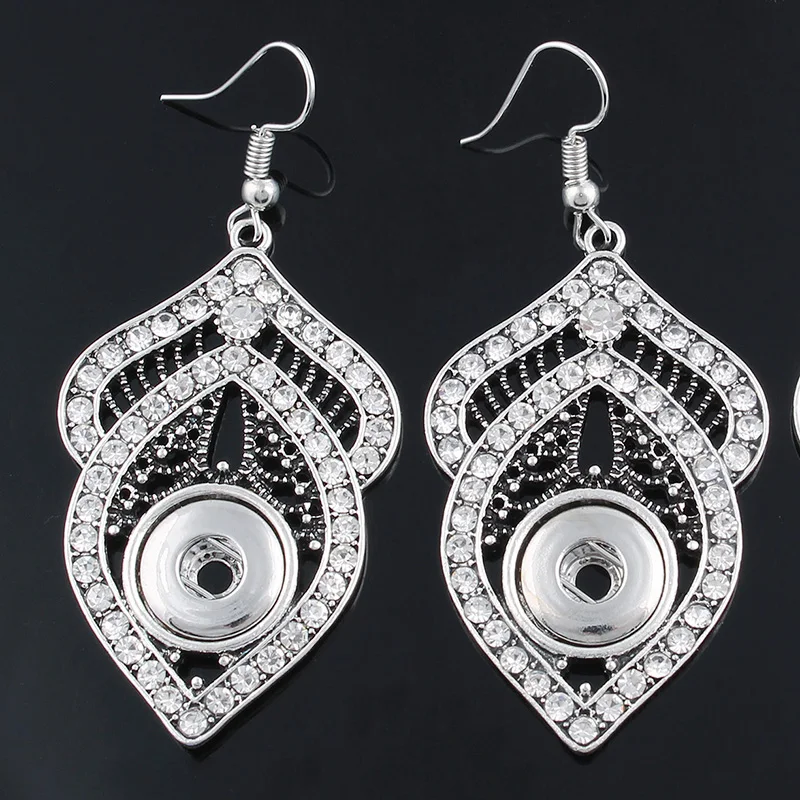 Trendy Ethnic Style Water Drop Shape Pendant Snap Necklace (12mm)&Earring(12mm) Set Fit DIY Snap Jewlery For Women ZG094