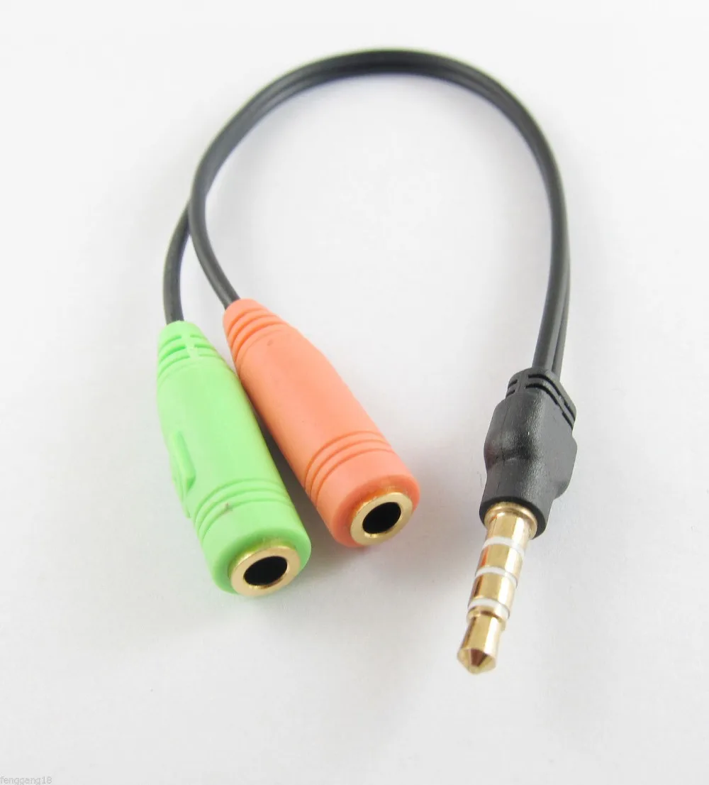 

10pcs PC Headphone To Smart Phone Adapter 2x 3.5mm Female To 3.5mm Male Splitter Cable 19cm