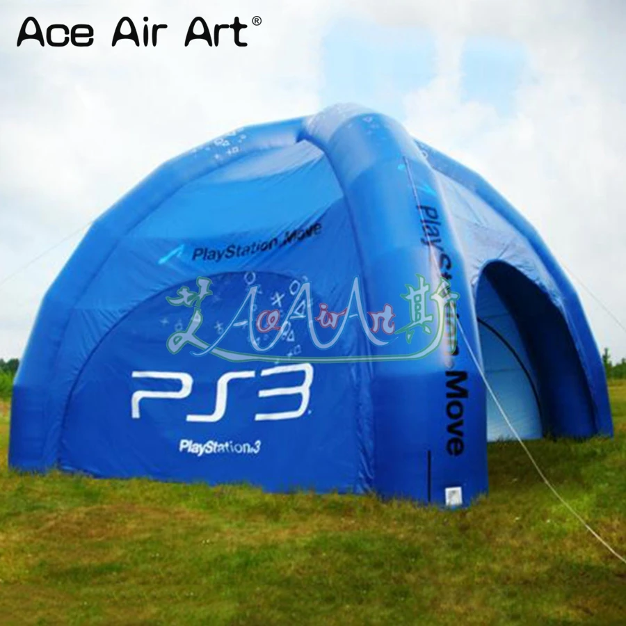 Giant Blue Inflatable Spider Trade Tent Dome Marquee Car Cover Shelter with Removable Zipper Walls Open All Sides