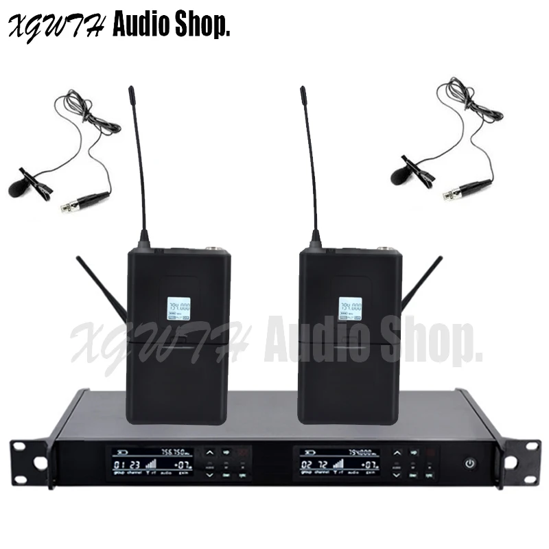 UHF Wireless Microphone System with UR24D Mic Mics Cordless Karaoke 2 Handheld Lavalier Microphone Stage Performance