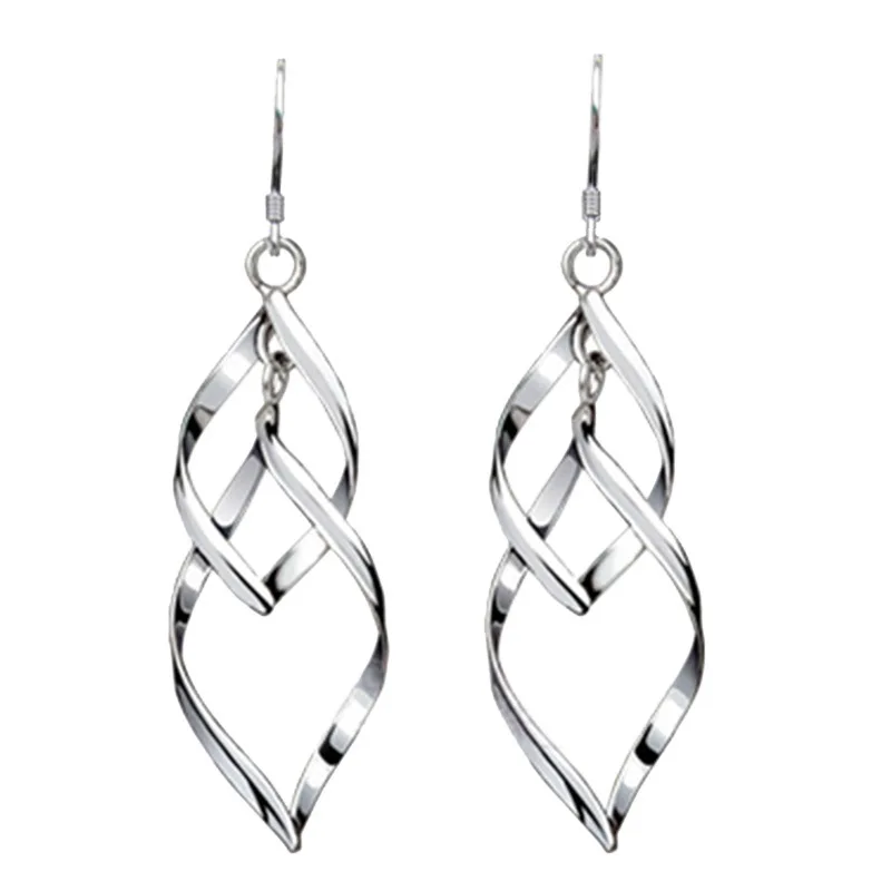 Luxury Fashion Bride Wedding Drop Earrings for Women Silver Color Jewelry Hanging Danging Earring  Jewelry Brincos