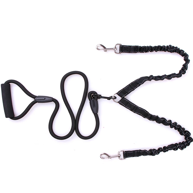 1 set Double-head Traction Rope Soft Nylon Retractable Dog Leash For Two Dogs Outdoor Adjustable Leashes Pet Dogs Strap Belts