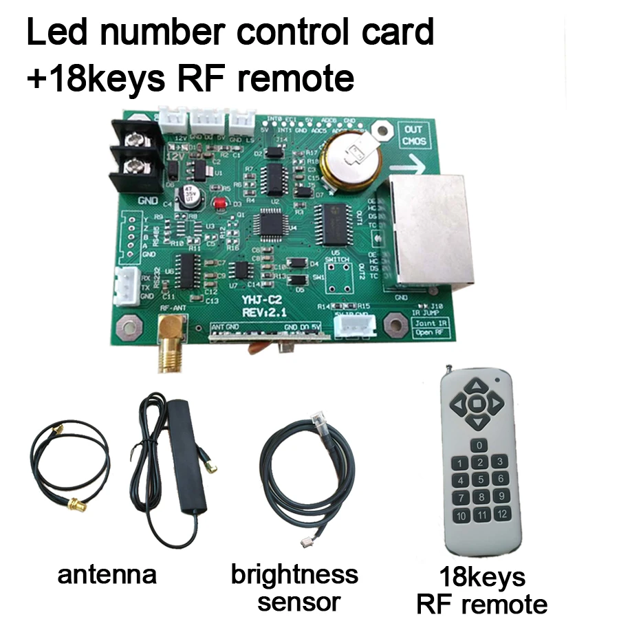 Ledナンバーコントロールカード,18キーrfリモコン,ledディスプレイコントロールカード,ledサインメインボード