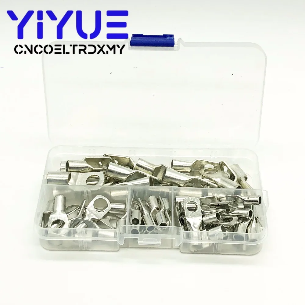 60pcs Bolt Hole Tinned Copper Cable lugs Battery Terminals set Wire terminals connector SC10-6 SC16-8 SC25-8