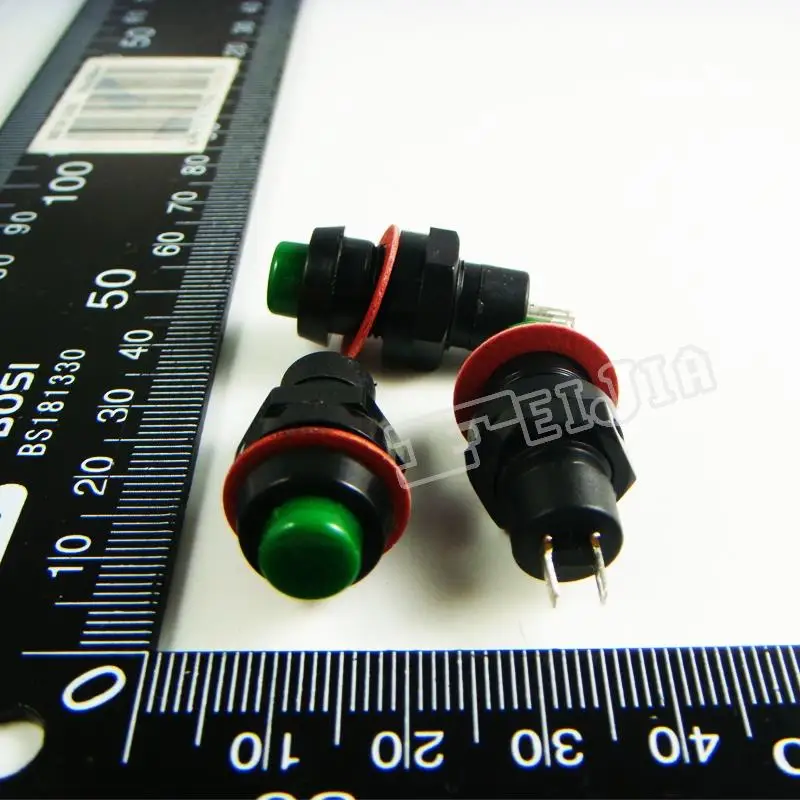 DS-211 Button color Green 1A/250VAC ON-OFF 2Pin Non Self-locking Push Button Switch (Self reset switch) 20Pcs/lot