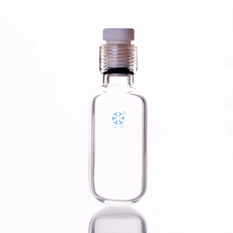 Thick-walled pressure bottle,Capacity 75ml,Outside diameter 45mm,Effective length 90mm,Female thread 25mm with PTFE thread plug