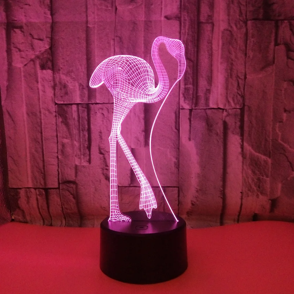 

Flamingo 3d Nightlight Colorful Touch Led Vision Lamp Novelty Powerbank Led Night Light Wireless 3d Light Fixtures