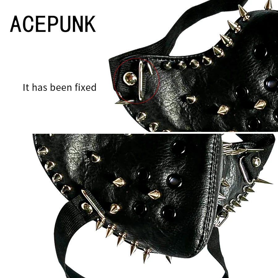 New Black PU Leather Fashion Half Face Punk Cosplay Anti-Dust Rivet Mask Cosplay Anti-Dust Steampunk Motorcycle Biker Masks