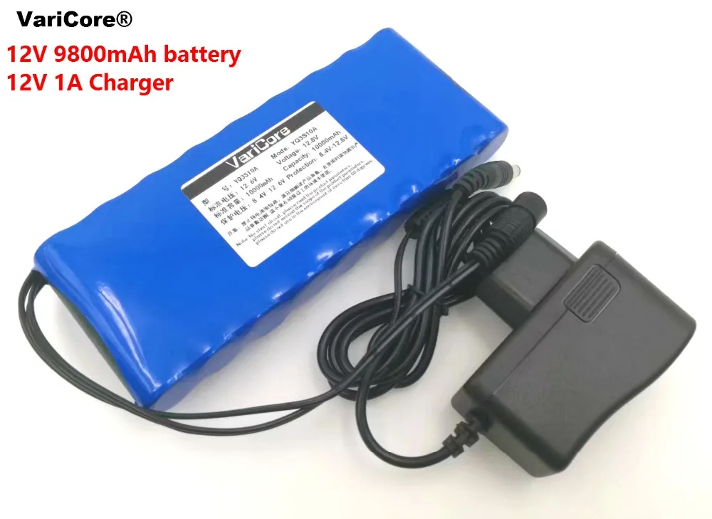 12 v 9.8Ah 9800mAh 18650 Rechargeable batteries 12V Li-Ion Battery pack Protection Board CCTV Monitor battery +12.6V 1A Charger