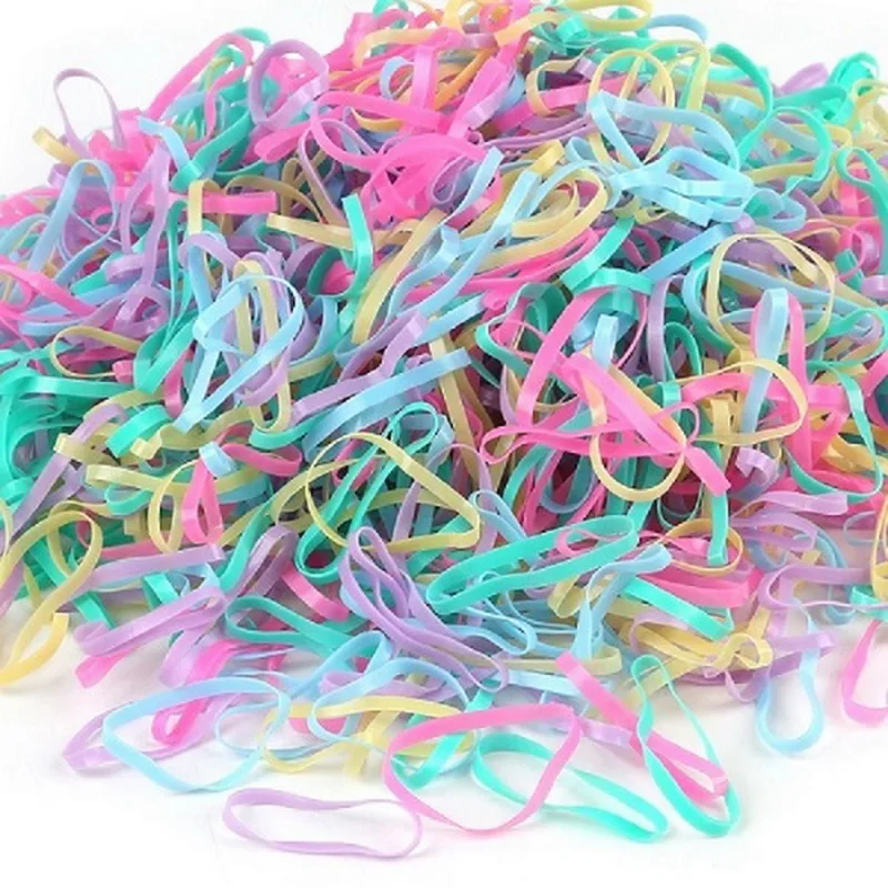 500pcs/LOT Multi Color Ponytail Hair Holders Hair Accessories Mixed Rubber Bands Elastic Hair Ties Girls Kids Tie Gum