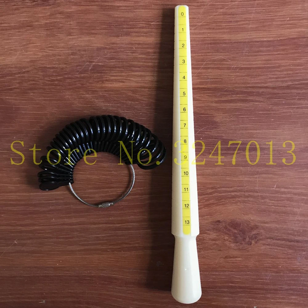 1SET US size white plastic ring mandrel+black ring sizer