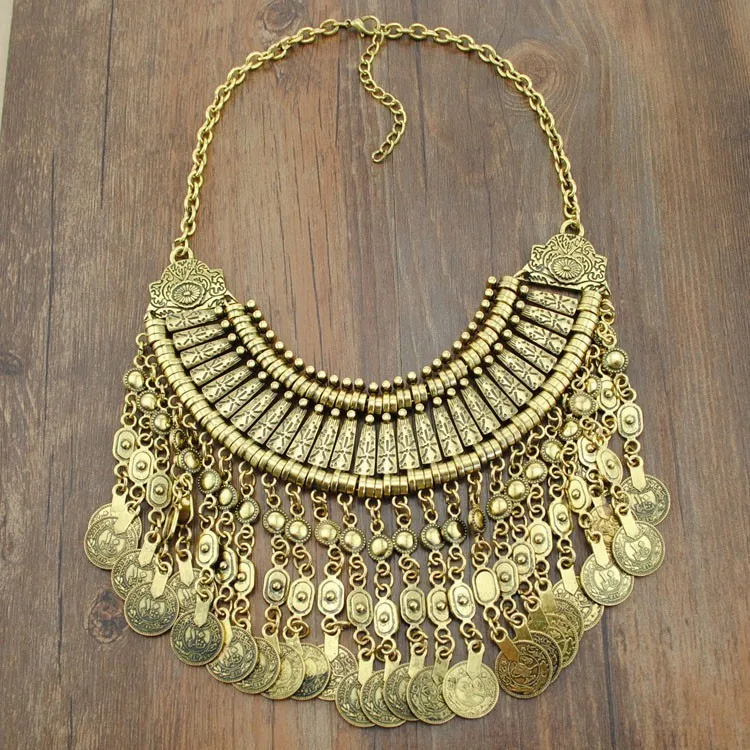 KMVEXO Vintage Multilayer Maxi Boho Statement Necklaces & Pendants Bohemian Coin Necklace Women 2020 Female Choker Collier Femme