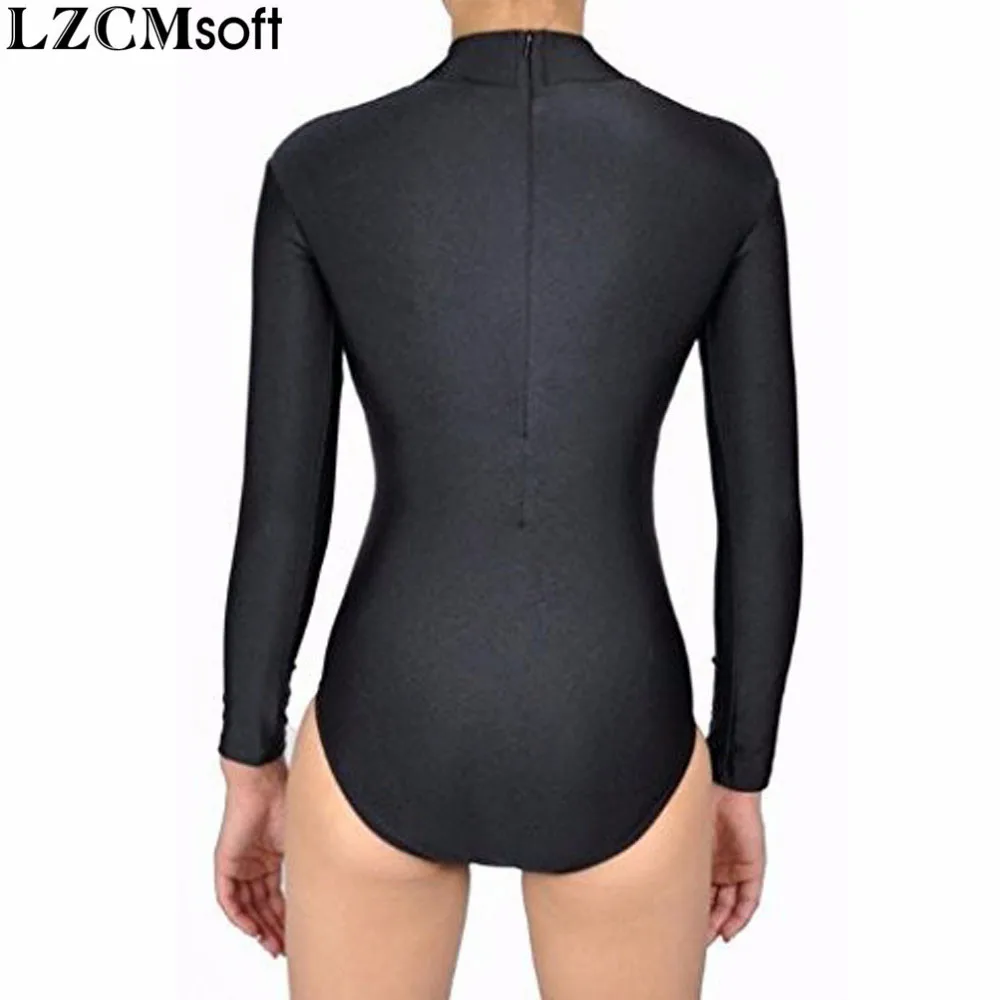 LZCMsoft-leotardo de manga larga para hombre, monos deportivos de cuello alto, mallas de nailon y licra, ropa interior para Fitness, clases de baile