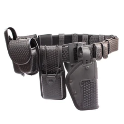 Police 10piece Duty Belt Rig Kit Includes Handcuff Case Radio Holder Belt Keepers Compact Light Holder MK4 Pouch Basketweave