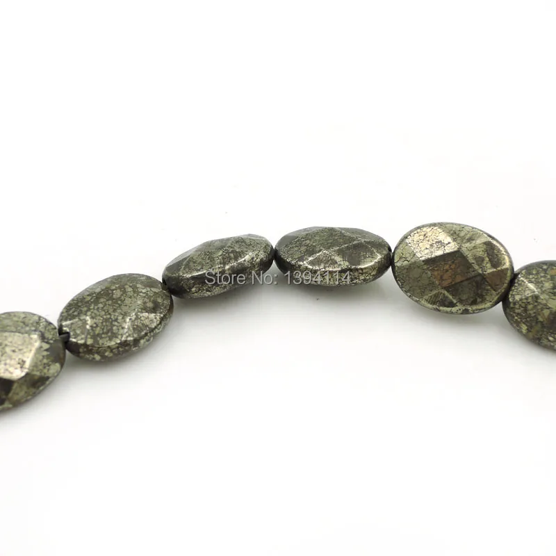 Natural Pyrite Faceted Oval Oblaten Beads Strand For Making Bracelets Or Necklaces Jewelry