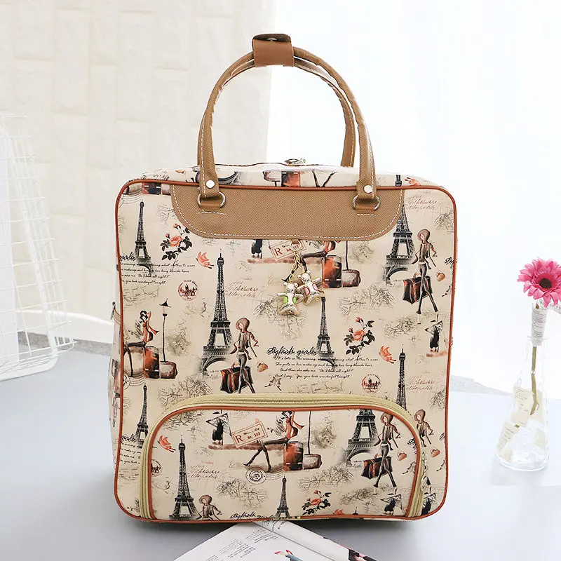 Bolso de viaje con estampado de gran capacidad para mujer, bolsa de equipaje de cuero PU, impermeable, informal, novedad de 2024