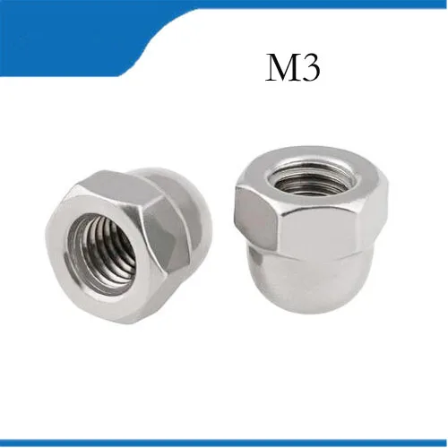 

Free shipping 500pcs M3 Acorn Dome Nuts DIN1587 Hex Head Decoration Cap Nut 304 Stainless steel A2 nuts,nut