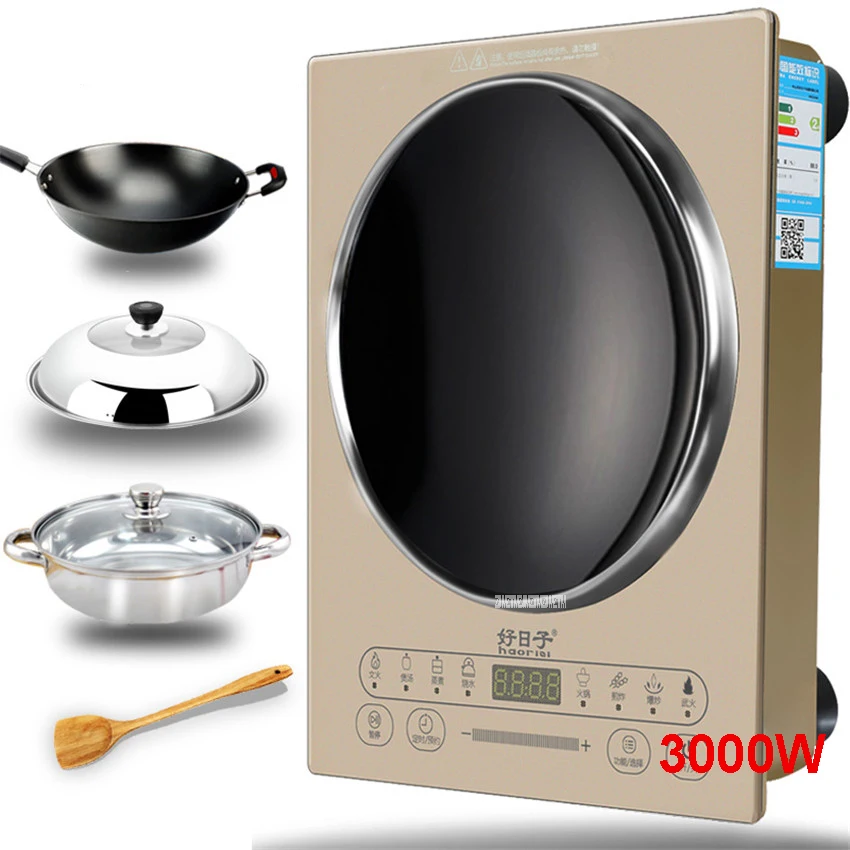 Cocina de Inducción cóncava doméstica HRZ288, 220V/50hz, 3000W, alta potencia, pantalla táctil, batería integrada, 26,5 cm