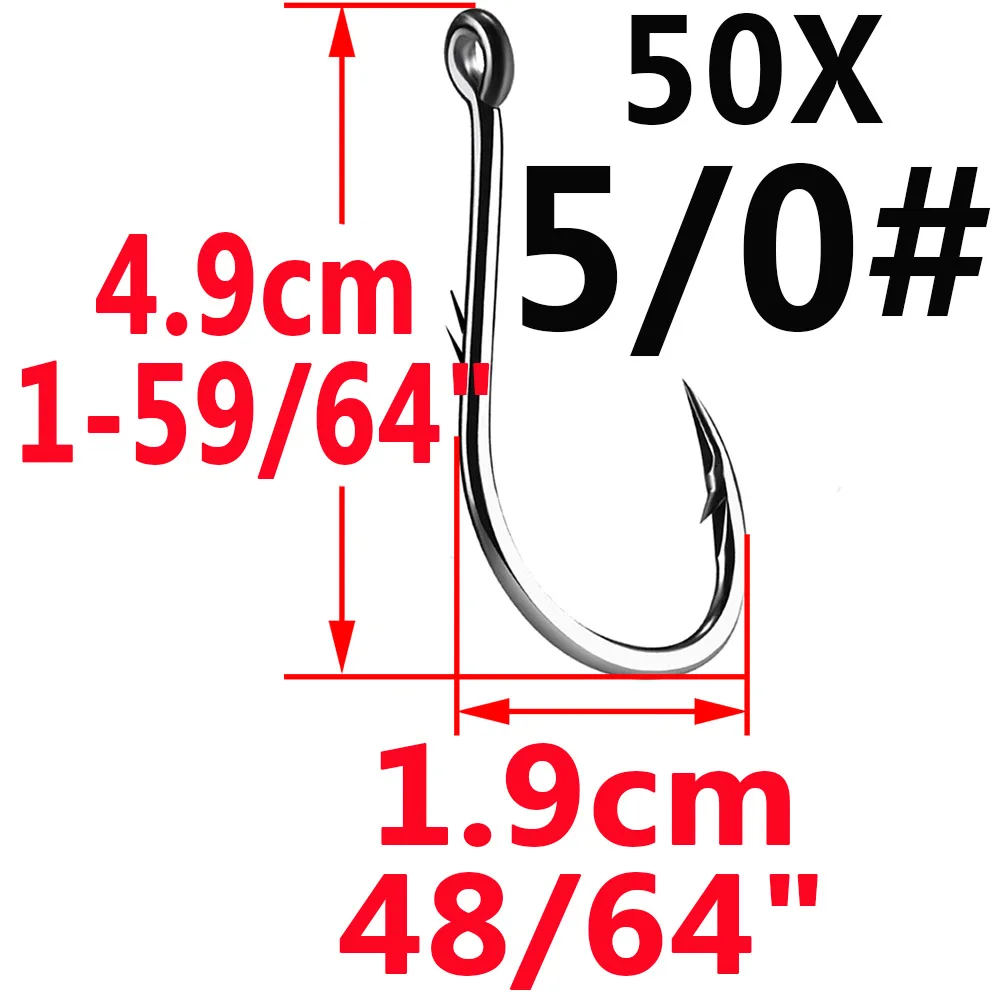 Simpleyi 50pcs/lot Fishing Hooks 6# 1# 1/0-5/0# Fish Hook Bait Holder Jig Big Barbed Hook Treble Hooks Fishing Tackle Pesca