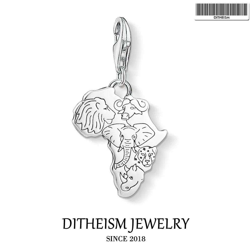 Africa Charms Pendant,2018 Fashion Jewelry 925 Sterling Silver Ethnic Gift For Women Men Fit Bracelet Necklace Bag