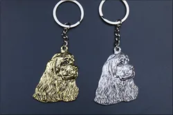 Cocker Spaniel Keychain Popular Metal animal dog Key Chain Embossed golden colors  New Fashion Creative