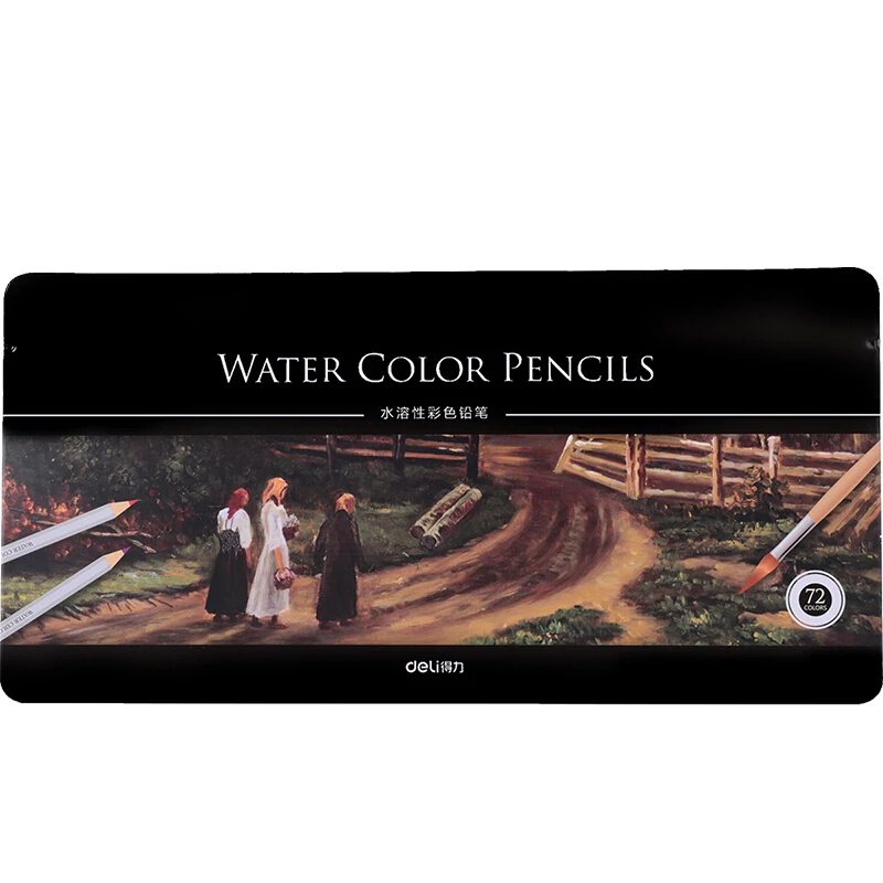 72 Pcs/lot Watercolor Water Soluble Colored Pencils Rainbow Sketch Coloring Professional Artist Supplies Iron Box Set 6524