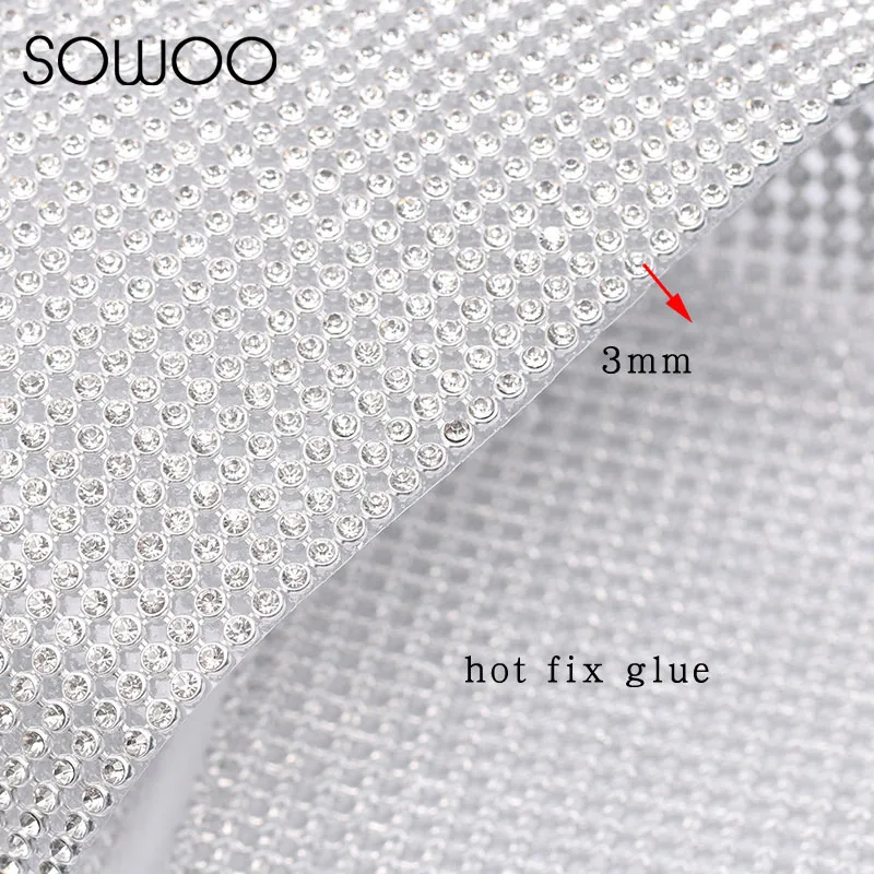 45*120cm/PC 3mm Glass Crystal aluminum mesh Applique Hotfix Iron On Strass Mesh Banding In Roll For Wedding Dresses Crafts sowoo