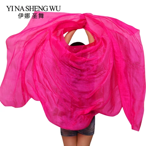 Velos 100% de seda hechos a mano para danza del vientre, velo de seda multicolor con gradiente, accesorios para danza del vientre, 5 tamaños para niños y adultos