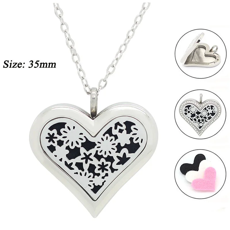 35mm magnetic 316L Stainless steel Perfume Locket  aromatherapy diffuser locket pendant necklace