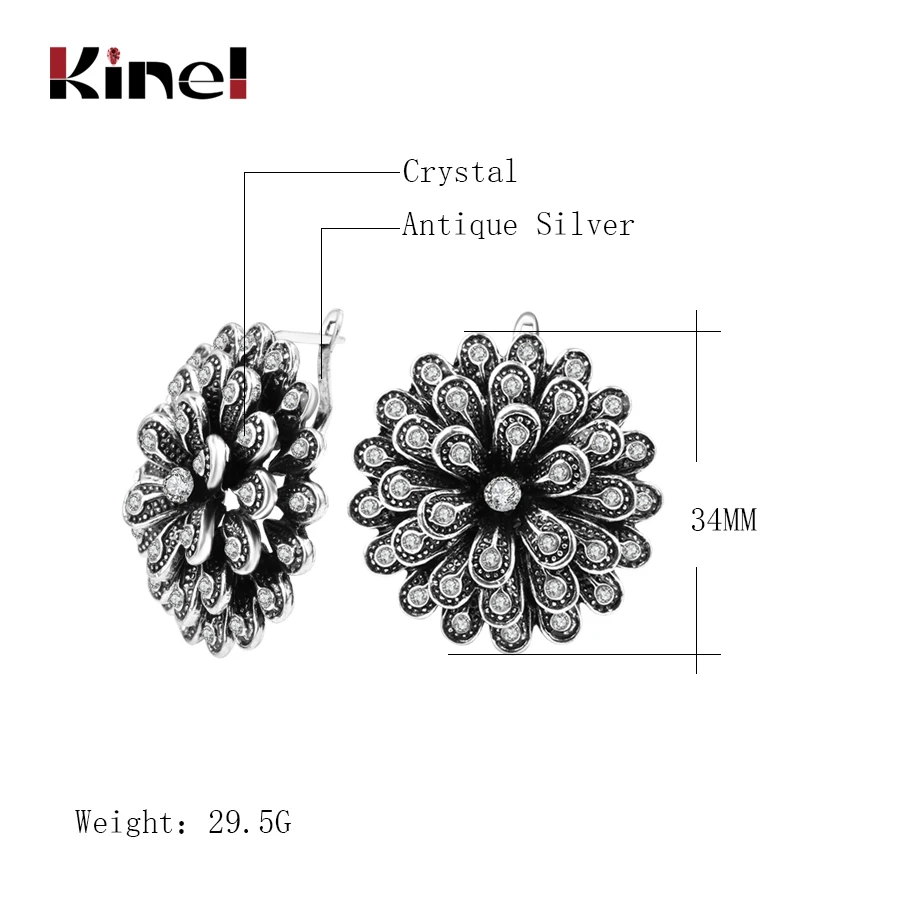 Kinel Luxury Vintage Earrings For Women Silver Color Jewelry Innovative Cross Pave CZ Crystal Stud Earrings Trendy Jewelry Gift