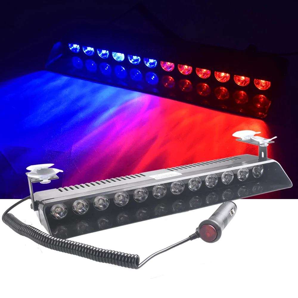 Car LED Light S12 12LED Suction Cup Strobe Police Lights DC12V Car Front and Rear Gear Warning Flashing Light Shovel Light