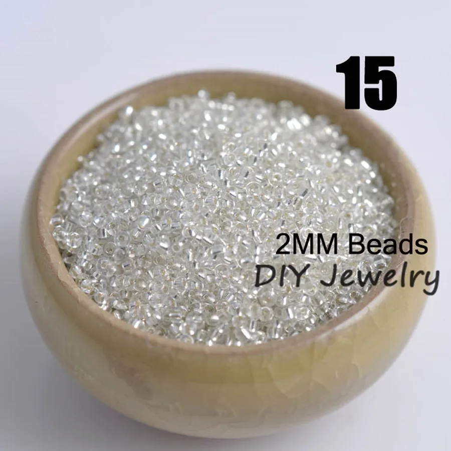 16g 1000pcs 2mm 12/0 Silver Color Silver Lined Round Loose Spacer Beads Cezch Glass Seed Beads Jewelry Making DIY Garment Bead