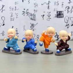 colour Shaolin Kungfu Boy figurine Practicing Wushu and Fighting Four No. 4 Monks Car Interior Jewelry figurine home decoration