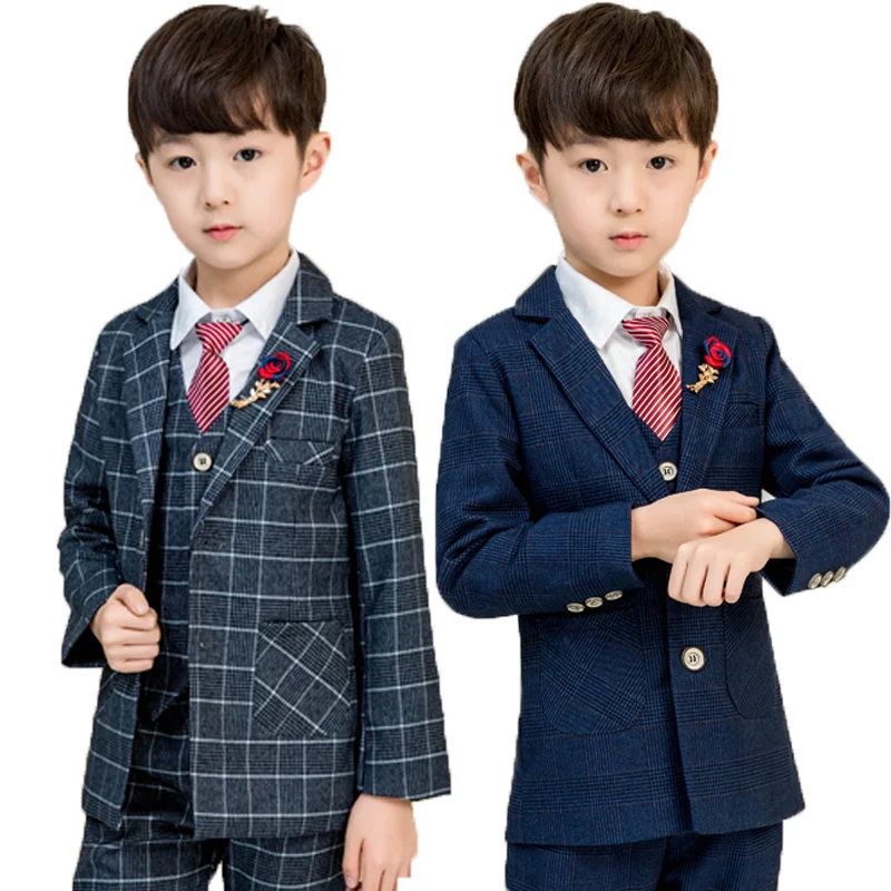 Designer Kids Suits For Weddings Flower Boys Formal Suits Children Blazer Vest pants Tie 4PCS Birthday Party Clothing Sets