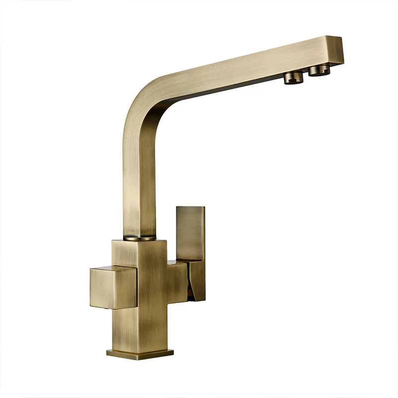 Smesiteli Kitchen Faucets Brushed Antique Bronze 3 Way Tap Filter Faucets Dual Holder Kitchen Faucets 360 Degree Rotation Faucet