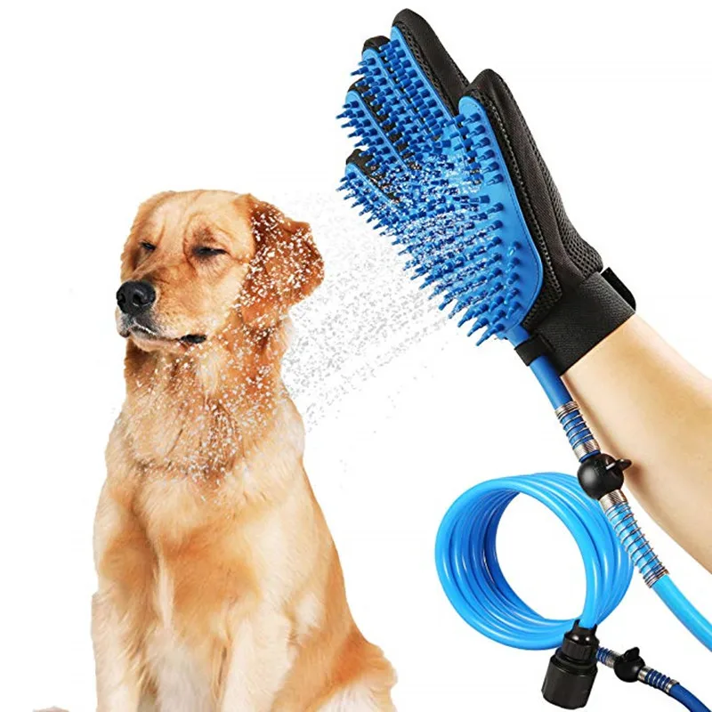 Dog Bath Tool Sprayers Glove Silicone Pet Brush Cleaner Push on Tap Shower Head Pet Supplies Paw Washer for Dogs