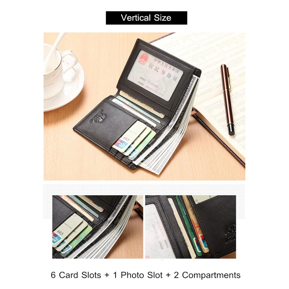 BISON DENIM Genuine Leather Wallet Men Brand Fashion Short Purses Coin Purse ID Credit Card Holder Slim Bifold Wallet Men N4437