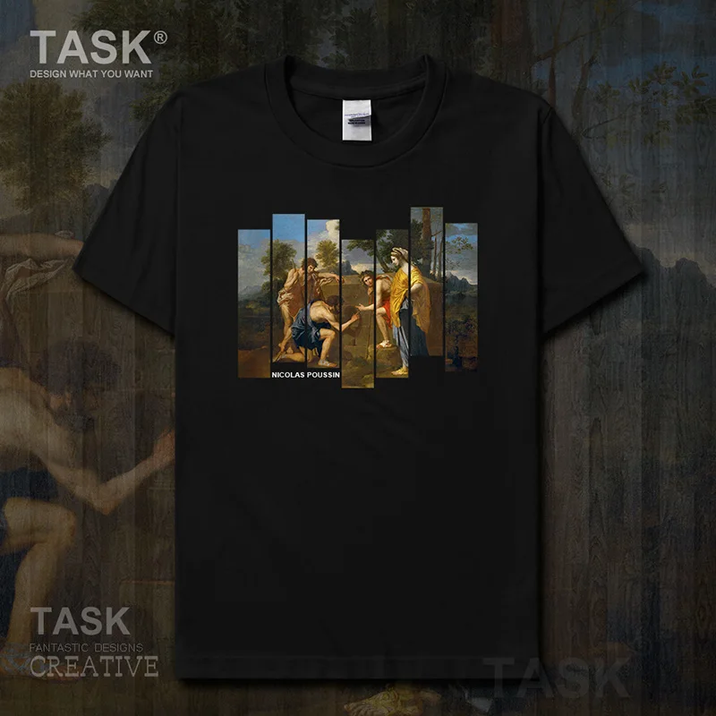 Personality fashion oil painting mens t-shirt Et In Arcadia Ego retro print Short sleeve clothes cotton summer Streetwear casual